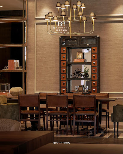 Luxury hotel suite with high-tech workspace